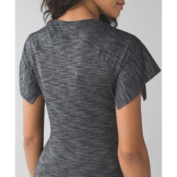 lululemon &Go Take-Off Tee Heathered Black Flutter-Sleeve Sz 4 Studio-to-Street - Picture 9 of 10